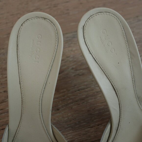 Gucci Heels - Beige/Tan - Silver Buckle - Size 10/40 - Picture 5 of 5